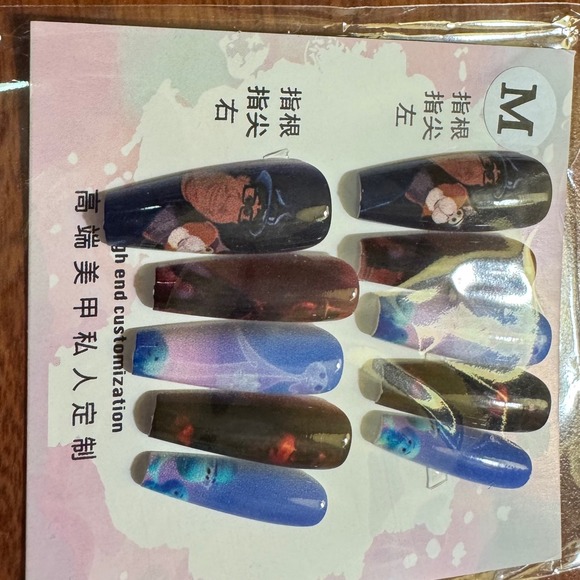 Press On Nails Disney Inspired Halloween Medium Coffin Full Cover - Picture 1 of 1